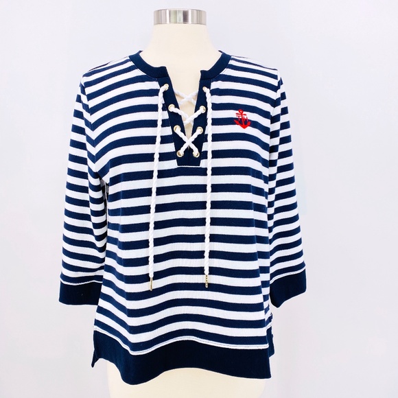 Tommy Hilfiger Tops - Tommy Hilfiger Navy & White Stripe Nautical Top